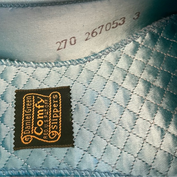 Vintage Daniel Green Teal Floral Brocade Comfy House Slippers - Size 6.5 / 7 - Picture 6 of 10